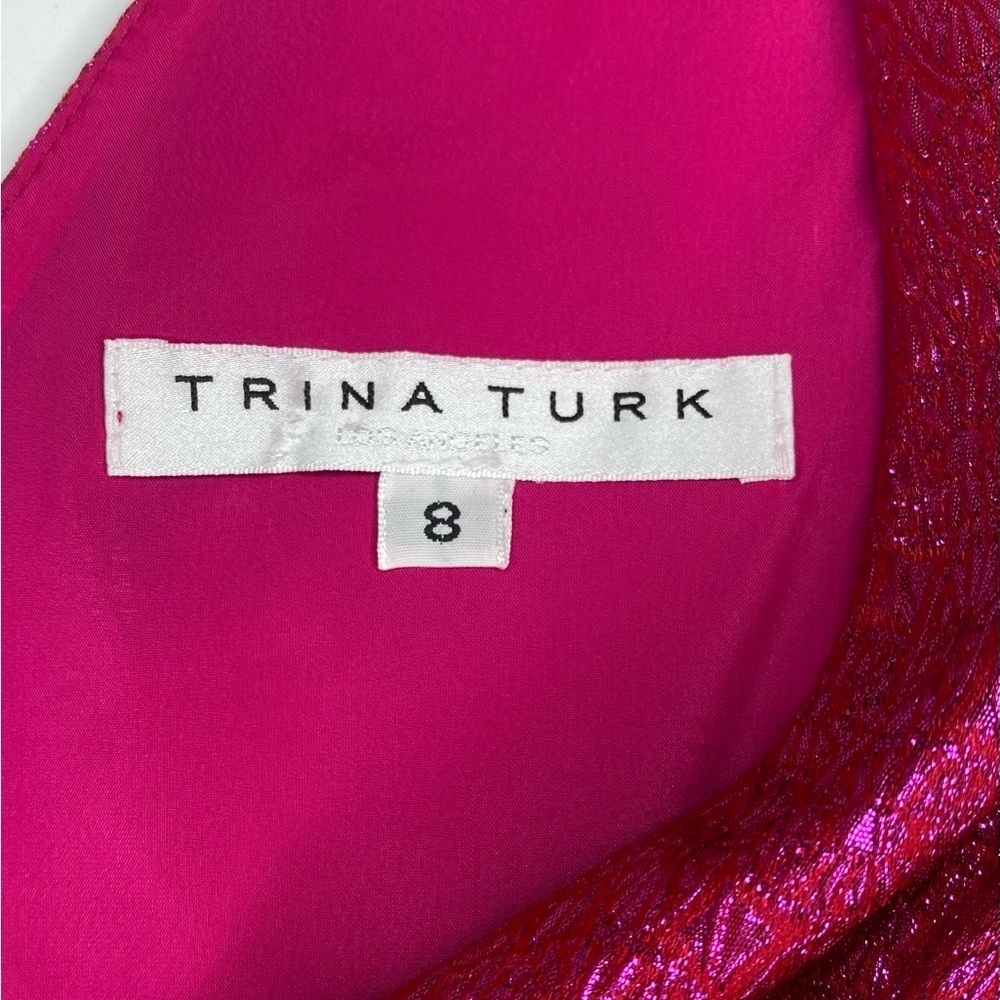 Trina Turk 'Loveliness' Metallic Jacquard Sleeveless Top, Pink Jewel Sz 8 - Picture 9 of 10
